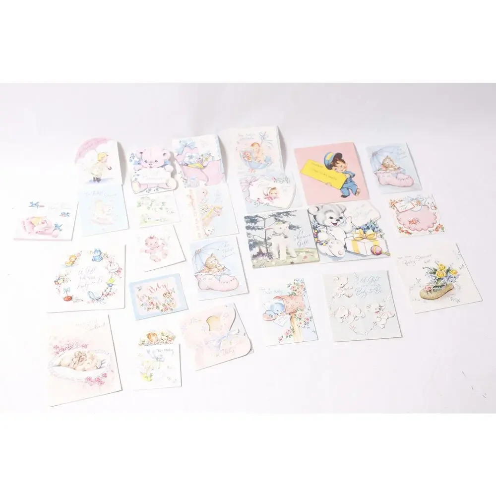 Vintage 50s 60s New Baby Greeting Card Lot Scrapbooking Craft ~ 260521-WH 779